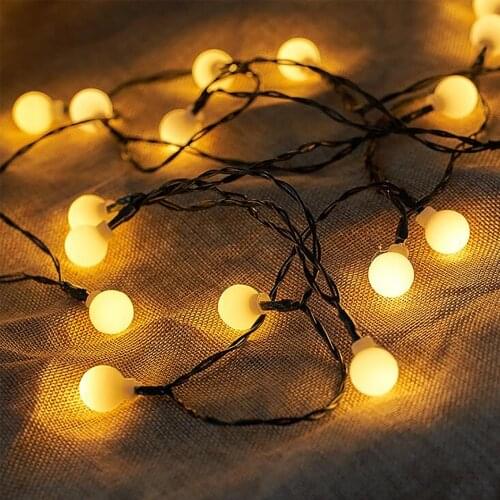 1.5M Round Ball String Lights Christmas Decoration Lights 20 Heads Warm Yellow Ball Bulb Lamp PVC Copper Wire Atmosphere Light