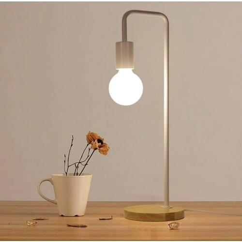 Modern Led Desk Light Wood Base 220V E27 Edison Bulb Vintage Desk Lamp Stand for Bedroom Study Office Multi Color Table Light