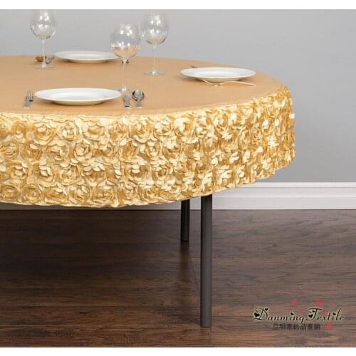 Wedding Table Cloth Embroider Table Cover Rosette Rose Flower Design For Wedding Party Hotel Decor Round Table Linen