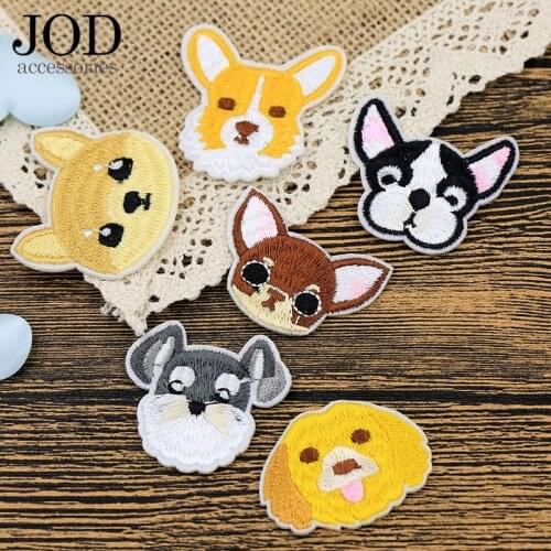 Anime Dogs Head Thermal Stickers on Clothing Iron on Patch Applique Badges Embroidered Patches for Clothes Children Applique