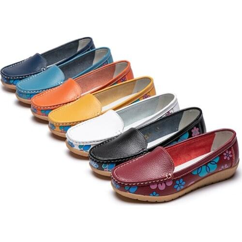 Cute Sen Loafers Round Toe Flat Shoes Women Shoes National Wind Shallow Mouth Floral Flower Comfortable Soft Bottom Shoes