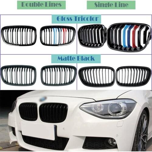 Carbon Fiber/Black Front Bumper Racing Grills Kidney Grilles For BMW F20 1 Series 2012 2013 2014 M Power Performance Accessories
