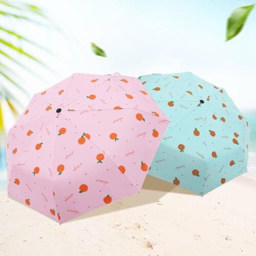 YADA Fashion Fruit Orange Umbrellas Rain uv 3 Fold Manual Umbrella For Women Windproof Orange Pattern Umbrellas Female YS210003