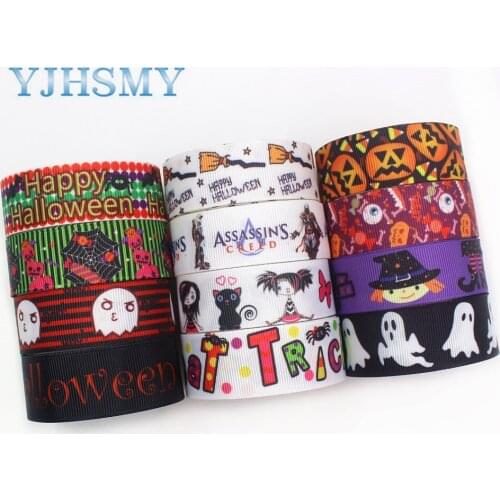 YJHSMY I-191004-2364,22mm 10yards Halloween Cartoon Thermal transfer Printed grosgrain Ribbons,bow cap,Clothing DIY accessories