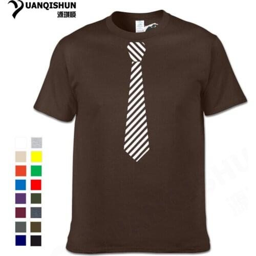 Funny Tie Printed T-Shirt Office Workers Casual Tie Design T Shirts High Quality Pure Cotton Unisex Short-Sleeve Tops Tee
