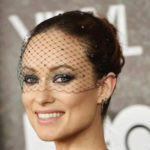 Women Black Hairclip Beaded Mesh Net Wedding Bridal Hairband Female Hair Evening Accessories 2020