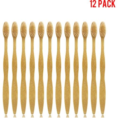 12 Pieces Bamboo Toothbrush Wood toothbrush Adult Toothbrush soft-bristle Soft Toothbrush Wooden Handle