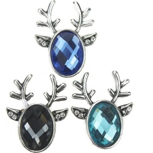 10pcs/lot Christmas Gift Elk Snap Rhinestone 18mm Snap Buttons fit DIY Snap Bracelets&Bangles Snap Jewelry