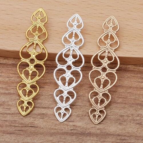 500pcs Brass Metal Filigree Flower Wraps Charms Flat Ornaments DIY Women Bridal Wedding Hair Jewelry Accessories Wholesale