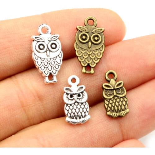 15x8mm 30pcs Antique Silver Plated Owl Handmade Charms Pendant:DIY for bracelet necklace-Q7-42