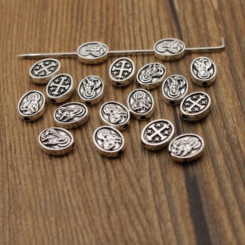 30pcs 10x8mm Blessed Virgin Mary Spacer Beads Antique Silver Loose Beads for Jewelry Making DIY Charms Bracelet,Small Hole 1.5mm