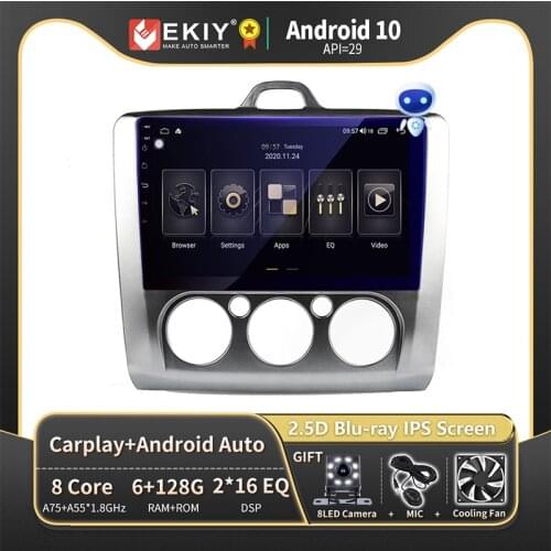 EKIY 8 Core Car Radio Multimedia Video Player For Ford Focus 2 Mk2 2004-2011 DSP Android 9.0 36EQ DSP Wifi 360 Bird View Camera