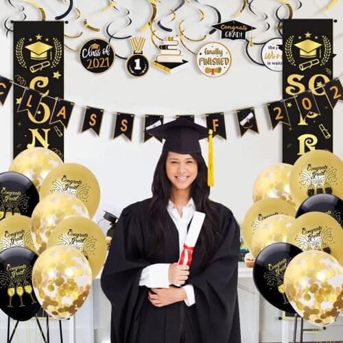 Behogar 71PCS Graduation Party Decorations Kit with Cupcake Balloons Ribbon for High School University Grad Party Supplies