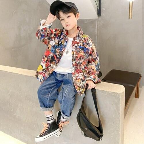Loose Spring Summer Boys Blouses Shirts Kids Children Clothing Top Overcoat Formal Sport Beach Cotton Long Sleeve High Quality