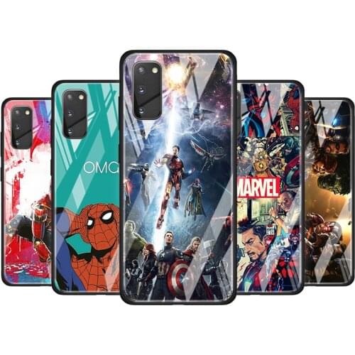 Avenger Superhero Marvel Tempered Glass Cover For Samsung Galaxy S20 S10 S9 S8 S10E FE Ultra Plus Lite 5G Phone Case