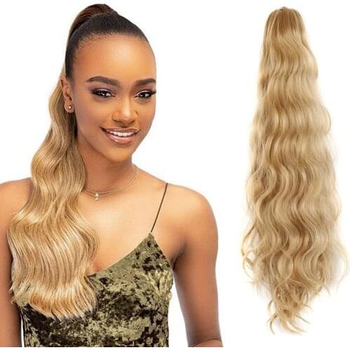 22inch Long Wavy Claw Ponytail Wig Synthetic Pony Tail Hair Hairpiece For Women Clip in Hair Extensions