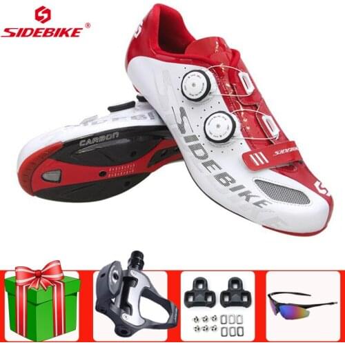 SIDEBIKE Carbon Fiber Road Cycling Shoes Add Pedal Set Sapatilha Ciclismo Ultralight Bicycle Self-Locking Bike Men Sneakers