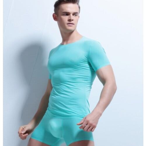 Men t shirt summer ice silk fitness t-shirt men o-neck short sleeve slim fit tshirt mens top clothing Sexy New Fashion