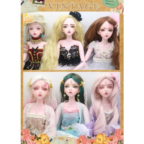 Customized BJD dolls 1/3 BJD dolls 56cm Plastic doll 24 joints ball joint doll movable doll selling with dress and wig