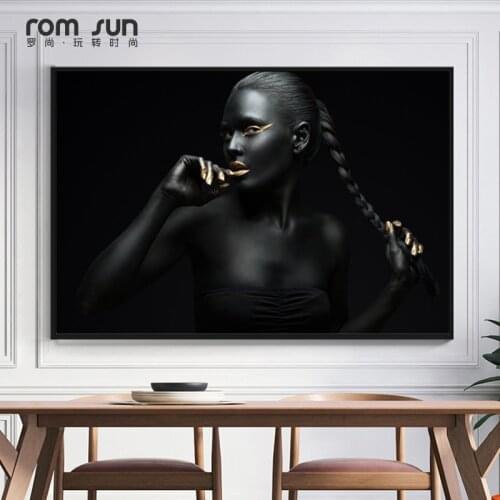 Modern Photo Pictures Sexy Girl Lips Eyes Black Model Canvas Painting Wall Art For Living Room HD Home Decor Posters And Prints