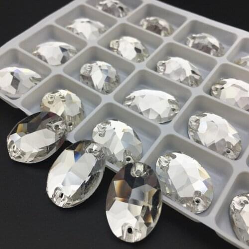 Crystal Clear Color Oval Sewing Crystal Flatback Rhinestones Sew On Stones Glass For Dresses Clothes Jewelry