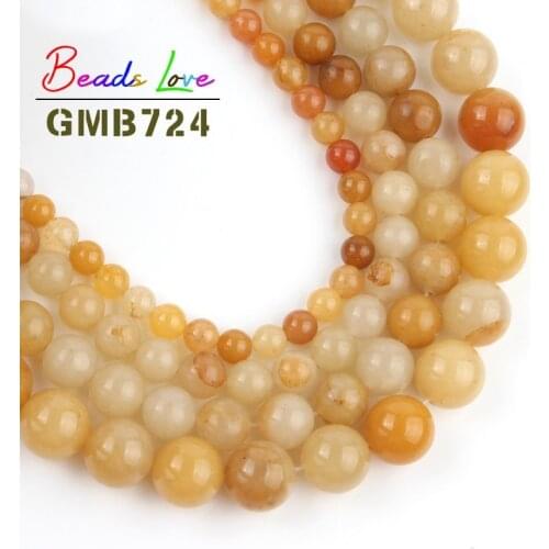 Natural Stone Yellow Topazs Jades Round Loose Spacer Beads for Jewelry Making 4 6 8 10 12mm Beadwork Diy Bracelet Necklace 15