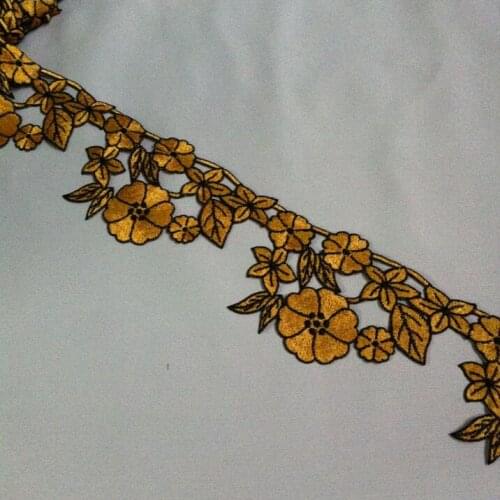 1 Meter Exquisite Vintage Gold Embroidered Net Lace Fabric Ribbon 10cm/4cm DIY Sewing Golden Lace Trim For Garment