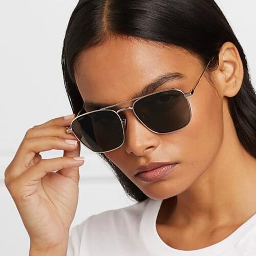 Fashion Women Sunglasses Anti-Reflective Mirror Classic Over Sized Frame Design Men Sun Glasses Square Metal Glasses Uv400