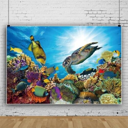 Cartoon Charming Underwater World Theme Party Background Children Birthday Decoration Photography Photo Baby Show Vinyl Backdrop