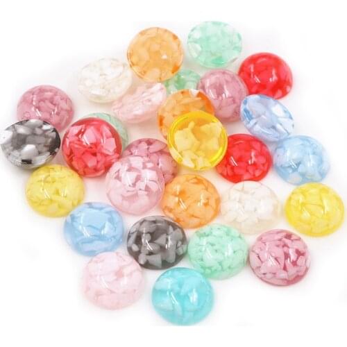 New Fashion 40pcs 12mm Mix Colors Seabed shell Style Flat back Resin Cabochon For Bracelet Earrings accessories