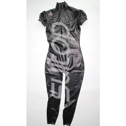 New lace latex catsuit with back zip to waist in black