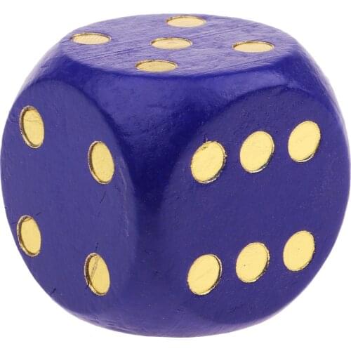 Extra Large Wooden Dice with Rounded Corner D6 Six Sided Dice 5cm Blue
