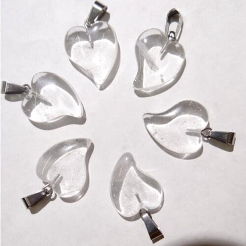 Wholesale 12Pcs/high quality natural stone Quartz crystal heart pendants For DIY jewelry making necklace Accessories beads