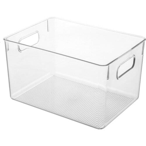 Refrigerator Organizer Bins Stackable Fridge Organizers with Cutout Handles Clear Plastic Pantry Food Storage Rack