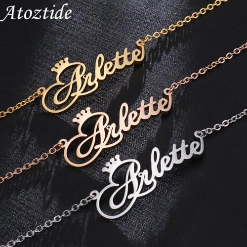 Atoztide Customized Bracelet Personalized Special Chain Nameplate Women Kids Stainless Steel Rose Gold Bangle Chrismas Gift