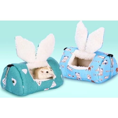 Hamster Hanging House Hammock Cage Sleeping Nest Pet Bed Rat Hamster Toys Cage Swing Pet Cartoon Design Small Animals