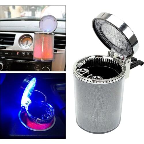 Portable Car Cigarette Ashtray for Cup Holder Car Air Vent Cigarette Ashtray with LED Light Color Changing and Cover for Cars
