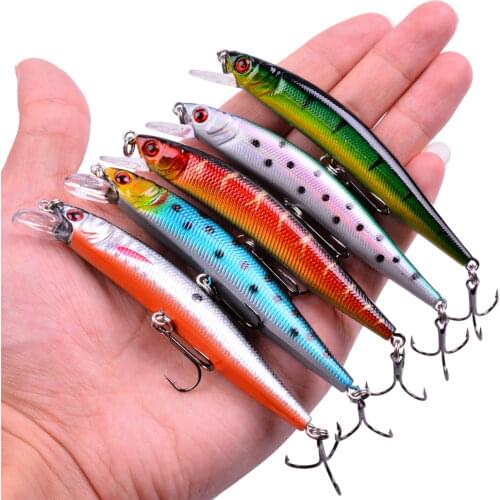 5PC Minnow Wobblers Lure 3D Eyes Hard Plastic Lures Crankbait Wobbler Artificial Bait 10CM/8.6G Good Fishing Tackle Sea Bass Set