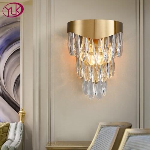 Luxury Gold Crystal Wall Sconce Lamps Modern Living Room Bedroom LED Wall Lights Creative Home Decoration Lighting