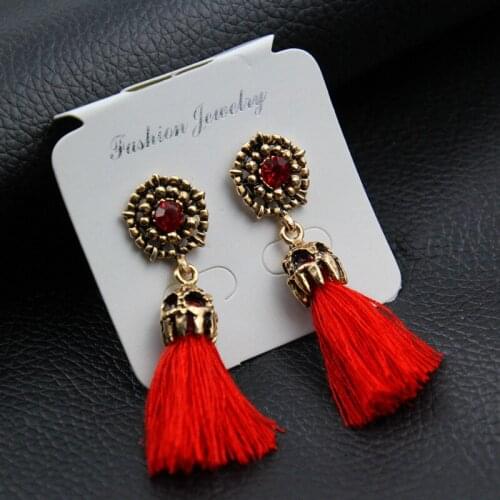 Tassel Earrings for Women 17 Color Ethnic Big Drop Earrings Bohemia Fashion Jewelry Trendy Cotton Rope Fringe Long Dangle