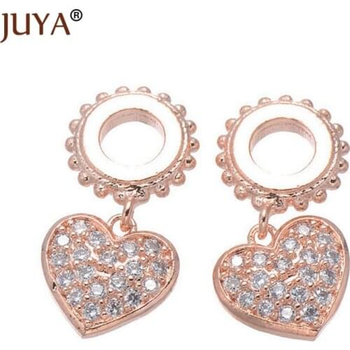 Luxury cubic zirconia rhinestone heart moon star flower Charms for bracelets floating charms for jewelry making breloque DIY Acc