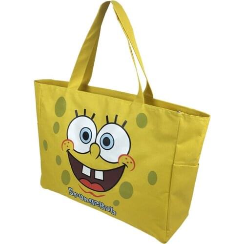 38cm SpongeBob SquarePants hellokt Large Canvas Shopping Bag Foldable Cartoon Printing Waterproof Canvas Bag Tote Bag Mommy Bag