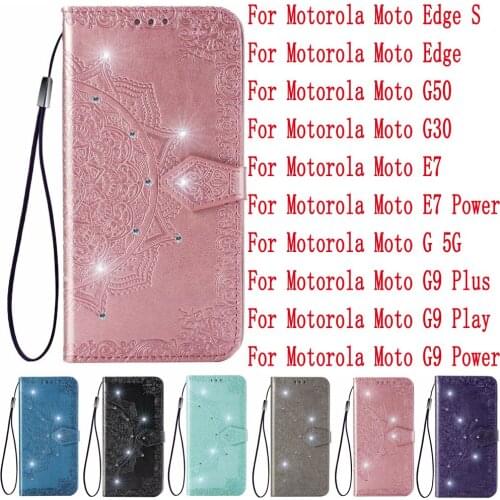 Sunjolly Leather Case Flip Card Wallet Stand Cover coque For Motorola Moto Edge S G50 G30 E7 Power G 5G G9 Plus Play Power