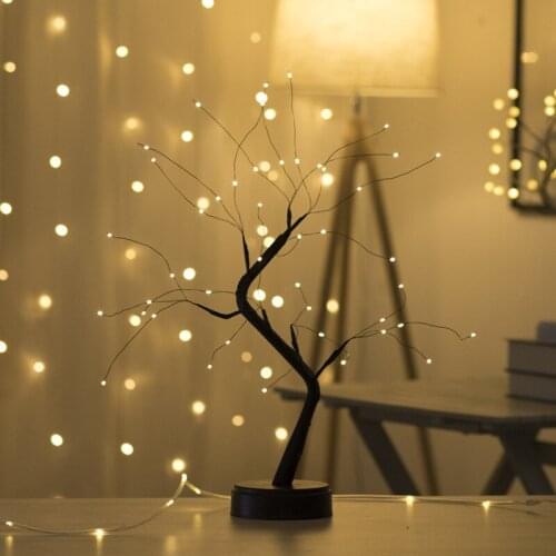 Black fireflies tree lamp led birch tree copper wire lamp full of starry night lights cherry blossom tree lights