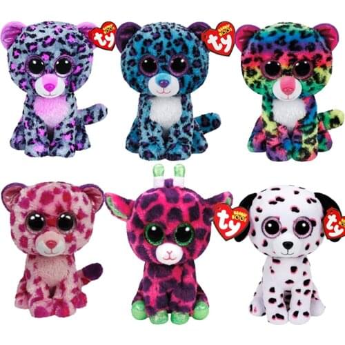 Ty Beanie Boos Big Eyes Plush Pea 15CM Animal Spotted Leopard Dog Fawn Collection Doll Children Birthday Christmas Gift