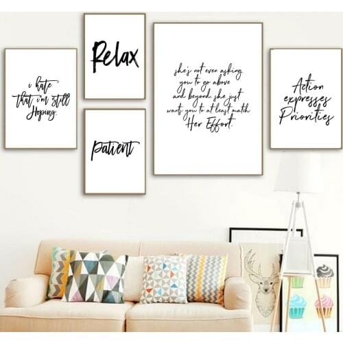 Inspirational Phrases Print Letters Quotes Wall Art Decor Pictures Poster Canvas Painting Wall Art Living Room Home Decoration