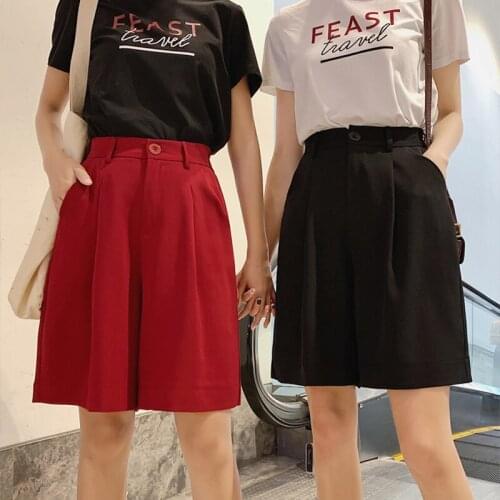 Women Solid Shorts Plus Size Summer Female Stretch Knee Length Bestie Bosom Friend Shorts Loose Trousers OL Office Pantacourt