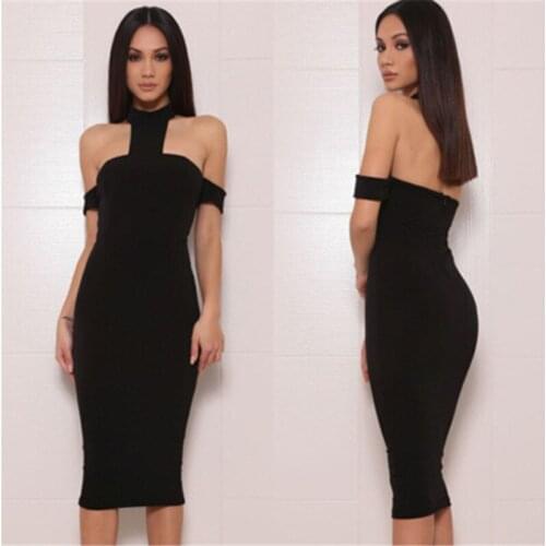 Chic Vestidos Bandage 2019 New Arrivals Party Night Women Dress Bandage Halter Black Nude Bodycon Bandage Dress