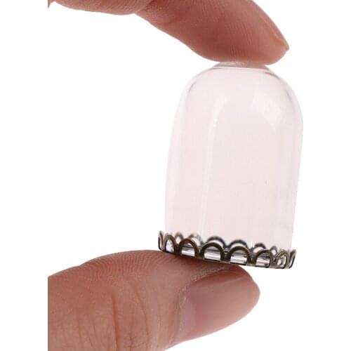 1Set Glass Dome Display Wood Cork Bell Jar Cover Cloche Display With Wooden Base Height 3cm Table Decoation Craft