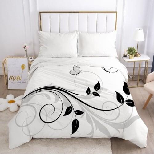1PCS Duvet Cover Comforter/Quilt/Blanket Case King/Double 3D HD Printed with Zipper 200x220/220x240 Size Bedding Simple Leaf